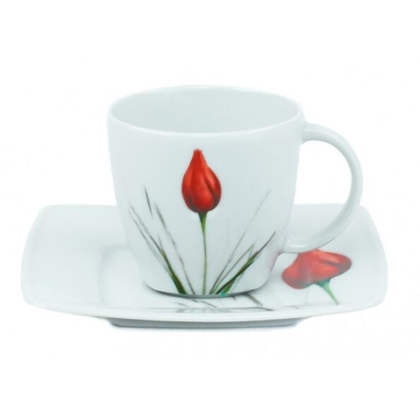 Lubiana Victoria filiżanka/spodek 250ml/14.5 cm  czerwony tulipan